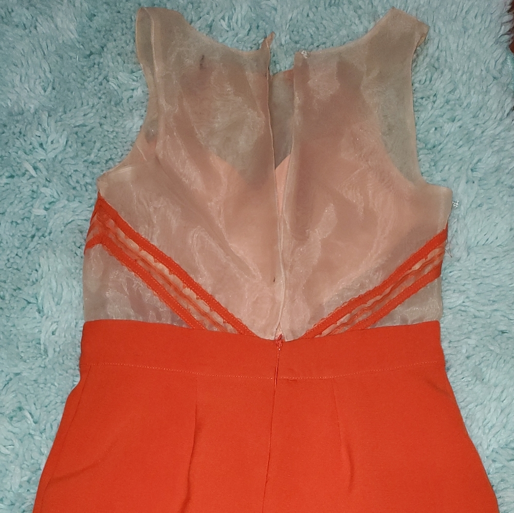 Orange Cocktail Dress Size S Open Back